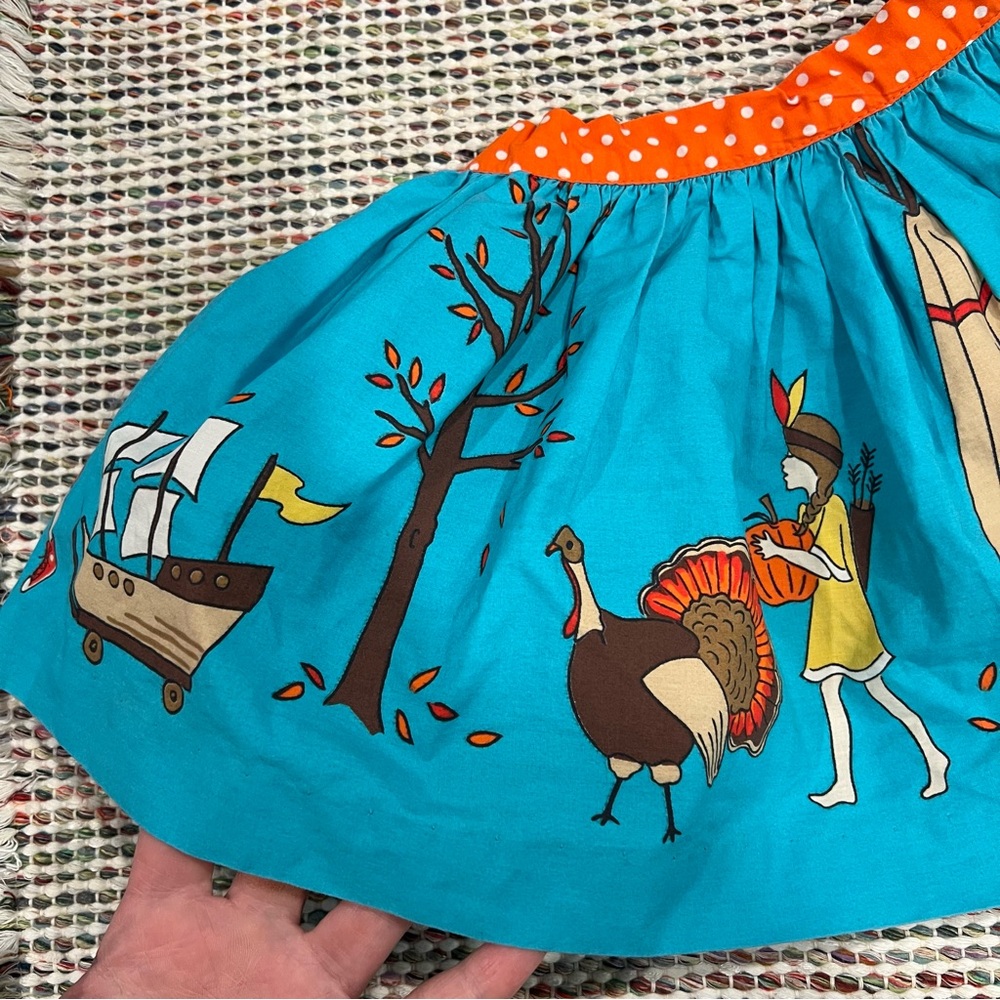 ELEANOR ROSE Thanksgiving Day Parade Twirl Mandy Skirt Sz 2T Turquoise Orange - Picture 2 of 10